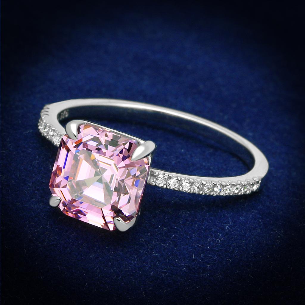 Pink Asscher Cut Cubic Zirconia Sterling Silver Ring – Rhodium Plated Elegant Women’s Jewelry Lysandra Luxe
