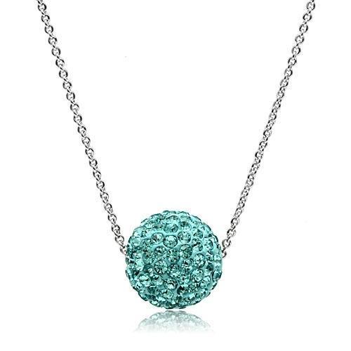 Sea Blue Crystal Bead Pendant Necklace – Rhodium Plated Brass Chain, 18" Elegant Women’s Jewelry Lysandra Luxe