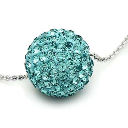 Sea Blue Crystal Bead Pendant Necklace – Rhodium Plated Brass Chain, 18" Elegant Women’s Jewelry Lysandra Luxe