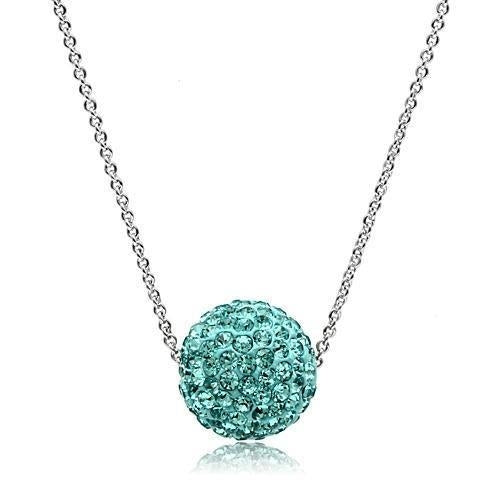Sea Blue Crystal Bead Pendant Necklace – Rhodium Plated Brass Chain, 18" Elegant Women’s Jewelry Lysandra Luxe