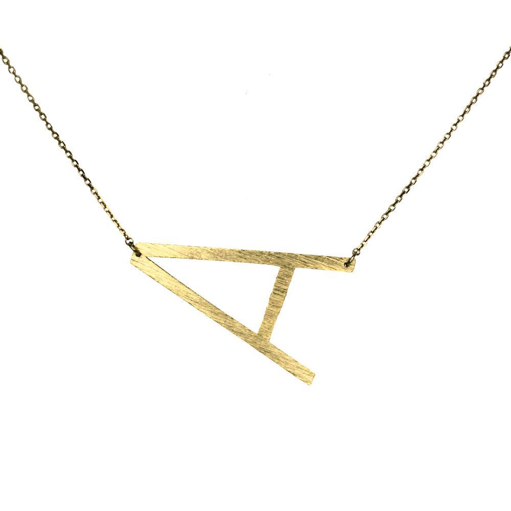 Gold Initial Monogram Necklace – 16″ Gold‑Dipped Brass with 2″ Extender Personalized Jewelry Lysandra Luxe