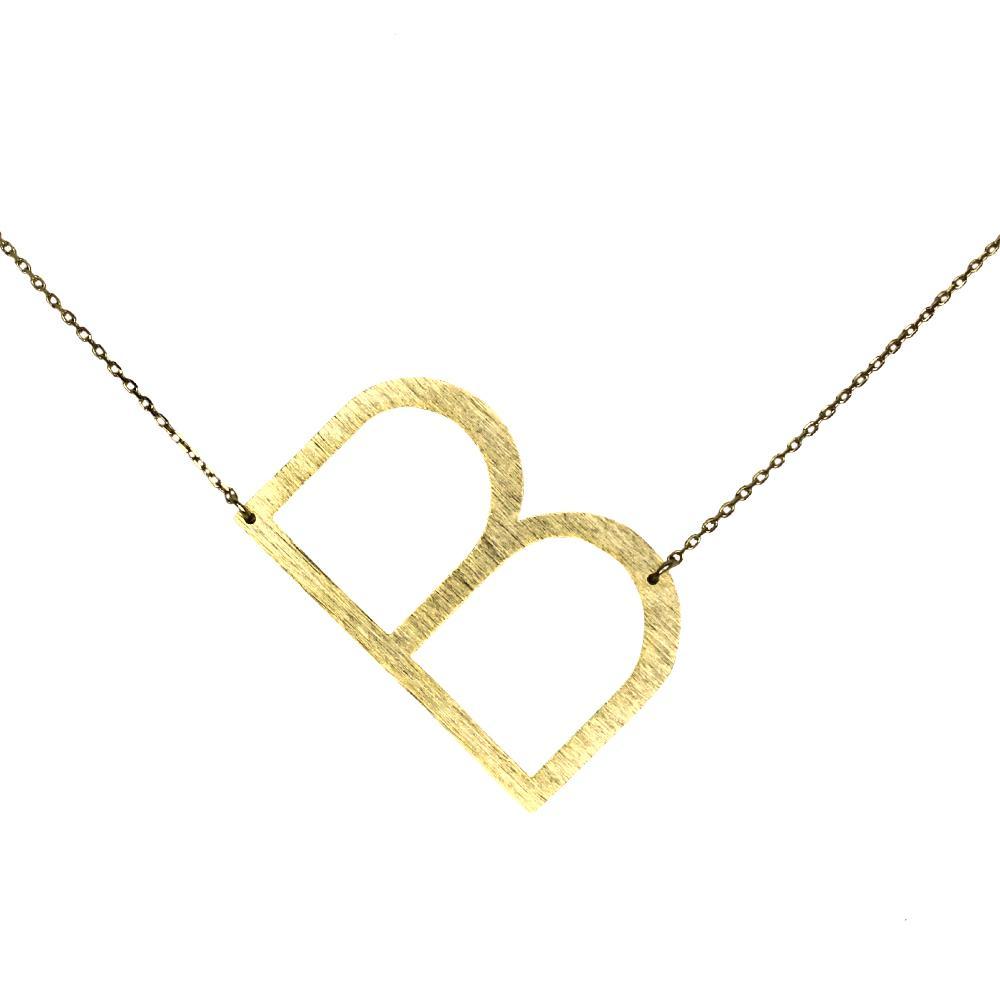 Gold Initial Monogram Necklace – 16″ Gold‑Dipped Brass with 2″ Extender Personalized Jewelry Lysandra Luxe