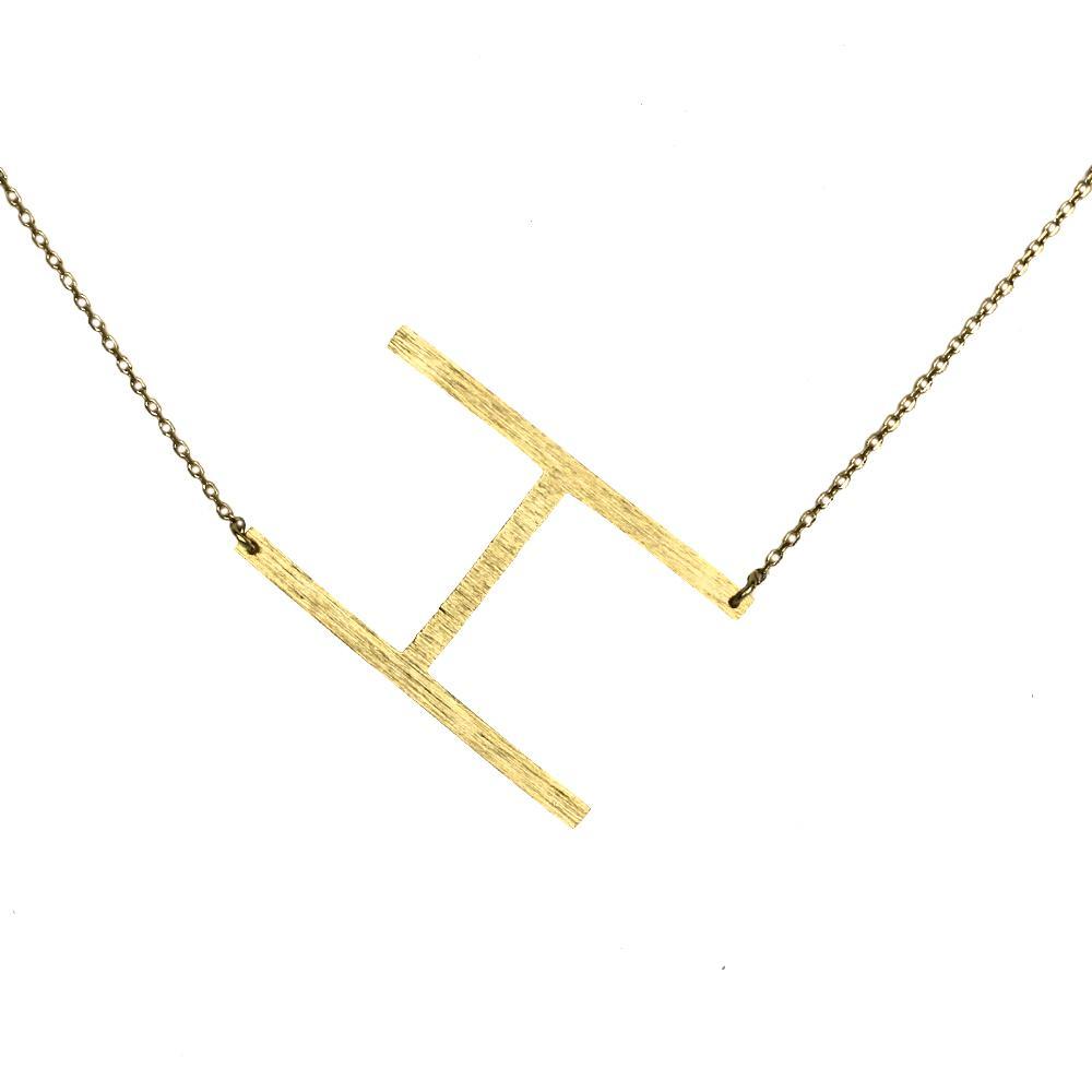 Gold Initial Monogram Necklace – 16″ Gold‑Dipped Brass with 2″ Extender Personalized Jewelry Lysandra Luxe